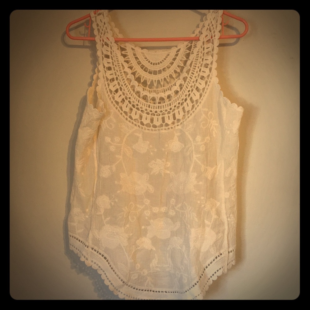 Vintage Cream floral and lace blouse